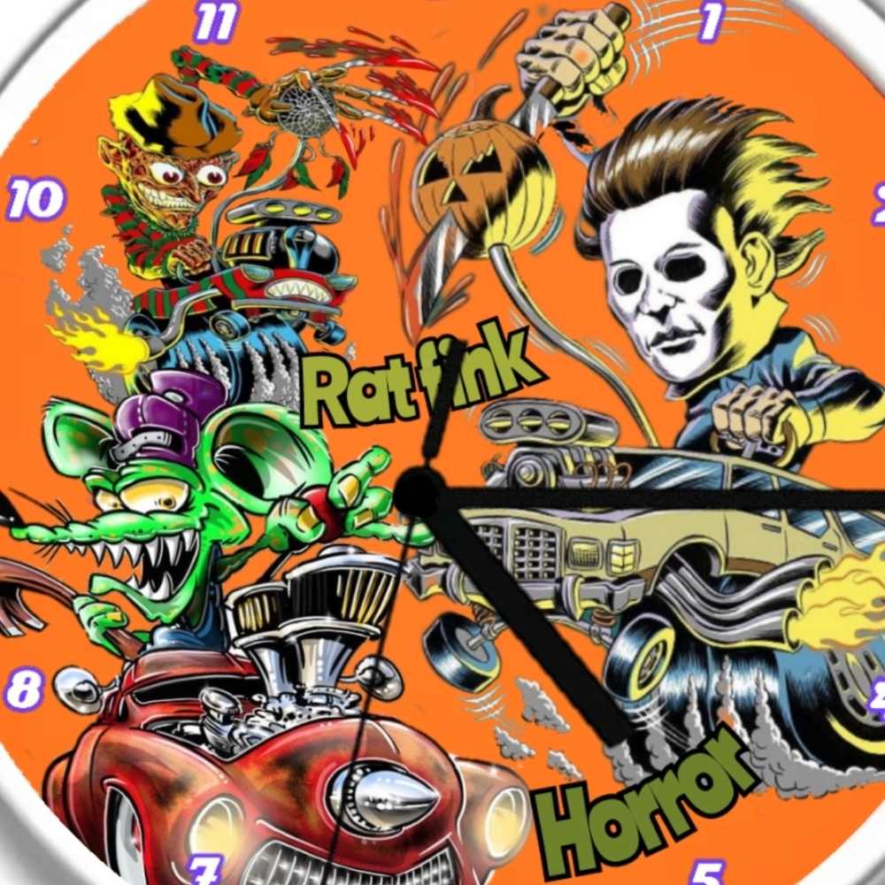 Rat Fink Horror Race To The Death Wall Clock - Man Cave Or Garage